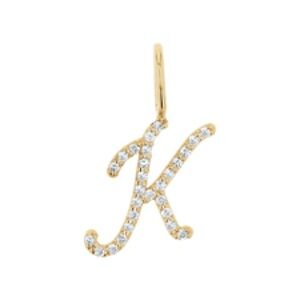 Gold Initial 'K' Pendant with Crystals